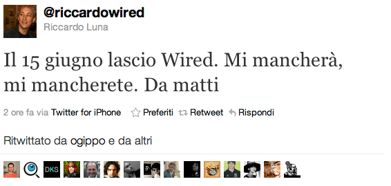 Riccardo Luna lascia Wired Riccardo Luna lascia Wired